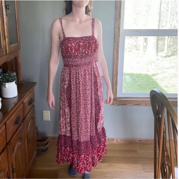 Free People Yesica‎ Floral Maxi Prairie Dress Size 4 - Picture 3 of 6